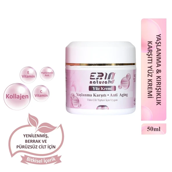 Erin Natural Yaşlanma Ve Kırışıklık Karşıtı Yüz Kremi 50 ml ürün görseli 1