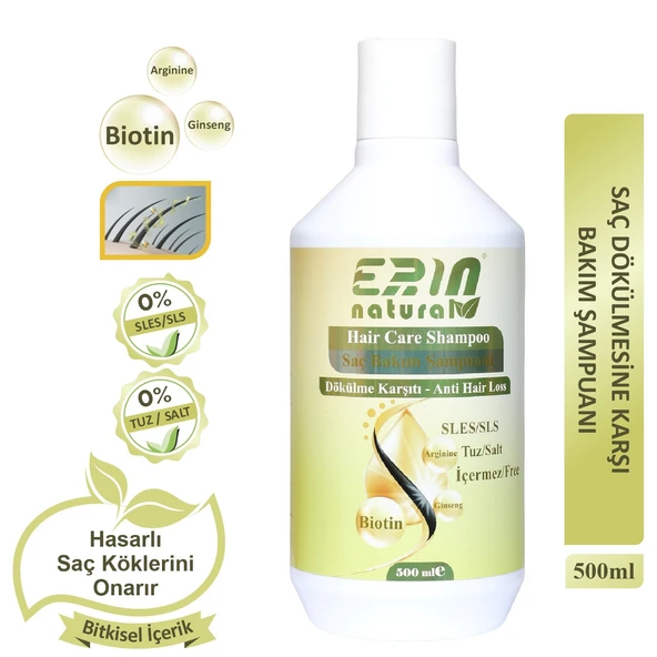 Erin Natural Saç Dökülmesine Karşı Şampuan - Sülfatsız & Tuzsuz 500 ml ürün görseli 1