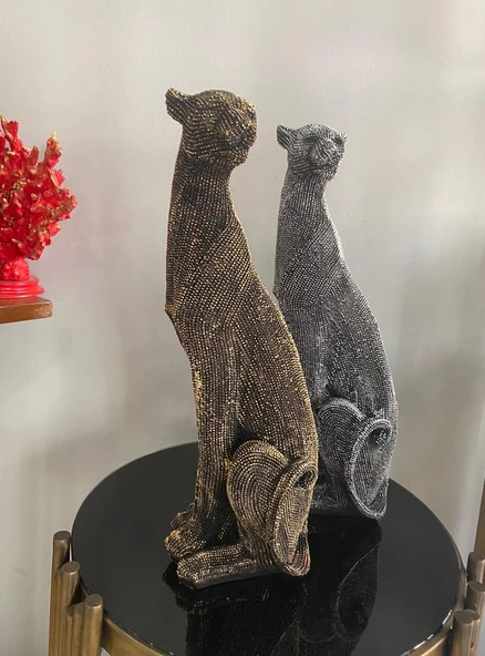 Dekoratif Çita Leopar Biblo büst Heykel ürün görseli 1