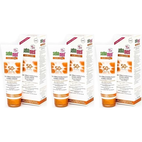 Sebamed Sun Care Çok Yönlü Koruyucu Güneş Kremi 75ML SPF 50+ Faktör (3 Lü Set) ürün görseli 1