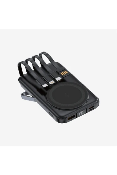Linktech WF27 Mini Led Ekranlı Çoklu Kablolu 10000 mAh Wireless Şarjlı Powerbank ürün görseli 1