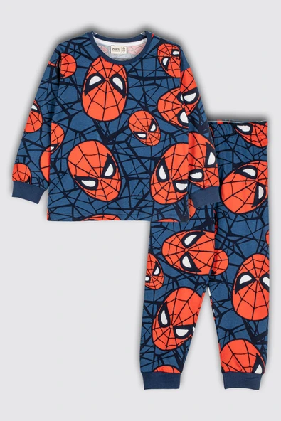 Süper Kahraman Örümcek Adam Desenli %100 Pamuk Erkek Çocuk Pijama Takımı ürün görseli 1