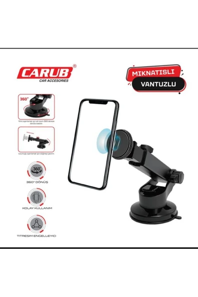 Carub Araç İçi Telefon Tutucu (Uzayan Mıknatıslı Vantuzlu) ürün görseli 1