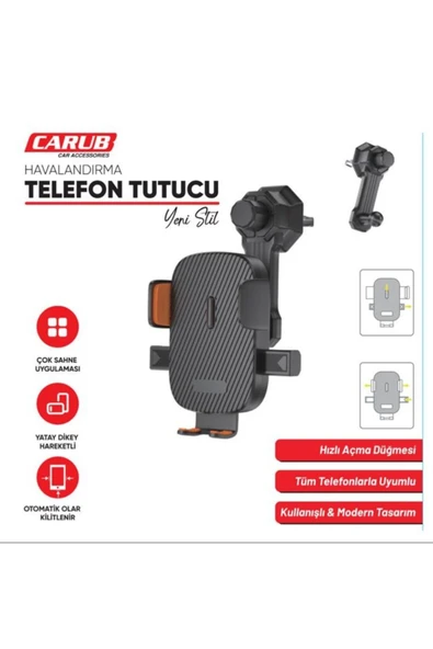 Carub Araç İçi Telefon Tutucu (Havalandırma Ayarlı Otomatik) ürün görseli 1