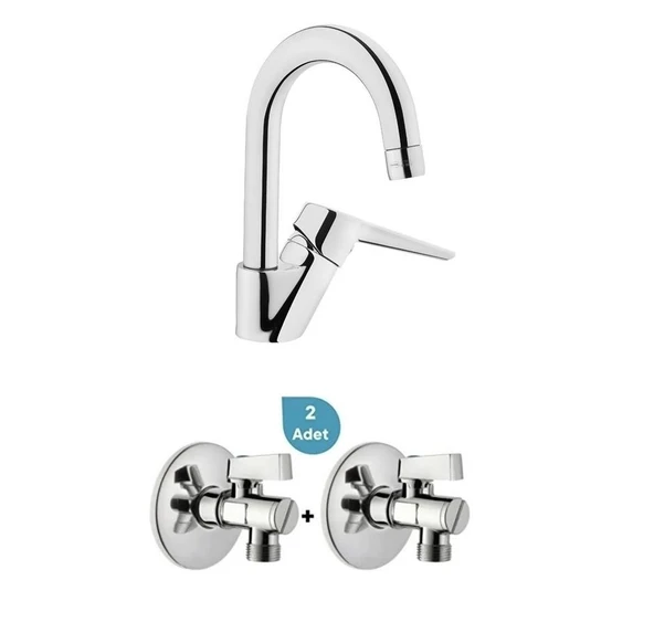Artema Solid S Kuğu Lavabo Bataryası + 2'li Ara Musluk Set ürün görseli 1