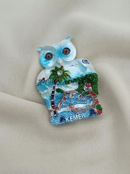 Magnet Baykuş Taşlı Mıknatıslı Buzdolabı Süsü Nazar Göz Boncukllu Palmiye Agacı Türkiye Kemer Yazılı ürün görseli 1