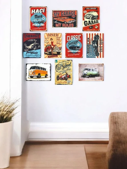 Zamanda Yolculuk: Retro Otomobil Temalı 10 Adet (13cmx17cm) MDF Tablo ile Nostaljiyi Yakala! Kafe, İş Yeri, Ev Dekorasyonunuza Ruh Katan Dekoratif Hediyelik Tablolar ürün görseli 1