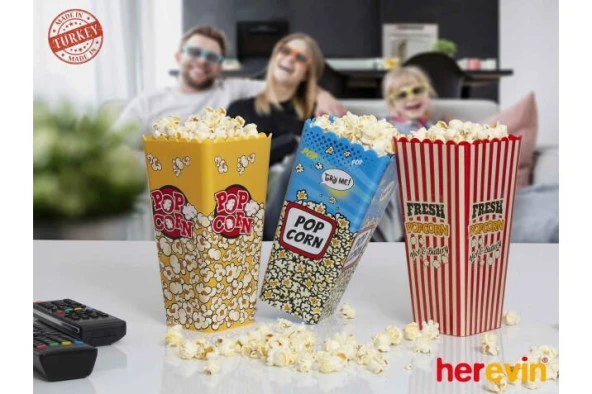 1 Adet Desenli Patlamış Mısır Kutusu Plastik Popcorn ürün görseli 1