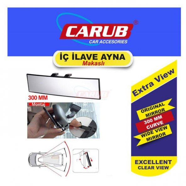 CARUB Ayna İç İlave Makaslı 300 mm Bombe Cam Vakum ürün görseli 1