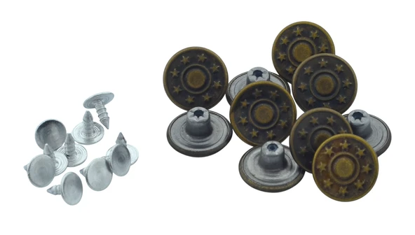 Küçük Boy 10 Adet Kot Pantolon Düğmesi, Jean Düğmesi Antik Sarı (bronz) 13mm ürün görseli 1