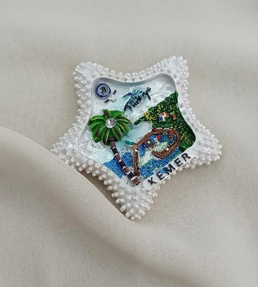 Magnet Deniz Palmiye Nazar Göz Boncuk Taşlı Mıknatıslı Buzdolabı Süsü ürün görseli 1