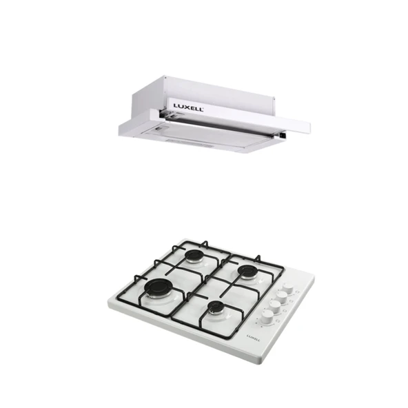 LUXELL 2 Lİ BEYAZ EMAYE SET (ASPİRATÖR-OCAK) ürün görseli 1