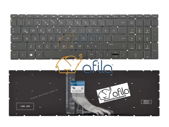 HP 250 G9 (6Q8M7ES22, 6Q8M7ES24) uyumlu Notebook Klavyesi, Laptop Tuş Takımı (Siyah TR) - ışıklı ürün görseli 1