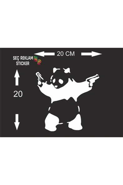 SEÇ SİLAHLI PANDA STİCKER ÇOK AMAÇLI STİCKER - Resim 2