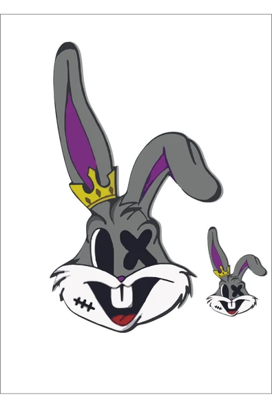 SEÇ Bugs Bunny Çılgın kafa (20x12cm) Araç Laptop Sticker Çok Amaçlı Sticker ürün görseli 1