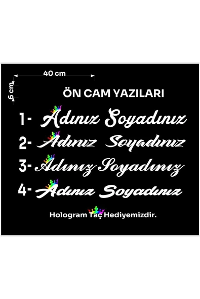 SEÇ Hologram Taçlı Yazı İsim Soyisim Sticker Oto Sticker ürün görseli 1