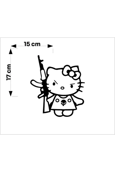 SEÇ Silahlı Kitty Sticker Çok Amaçlı Sticker - Resim 3
