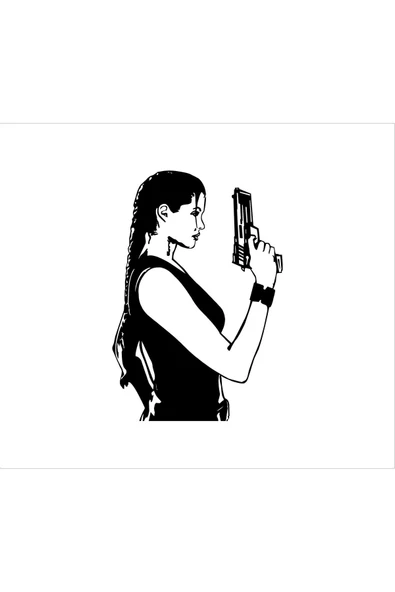 SEÇ Tabancalı Kadın Sticker  Çok Amaçlı Sticker ürün görseli 1