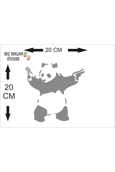 SEÇ SİLAHLI PANDA STİCKER ÇOK AMAÇLI STİCKER - Resim 2