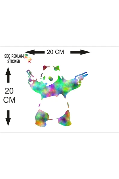 SEÇ SİLAHLI PANDA STİCKER ÇOK AMAÇLI STİCKER - Resim 2