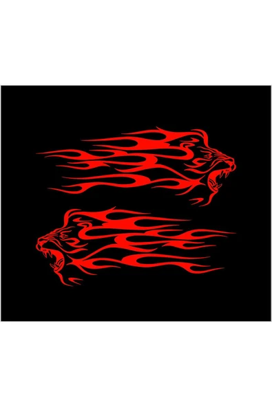 SEÇ Kükreyen Aslan Alevli Sticker  Çok Amaçlı Sticker ürün görseli 1