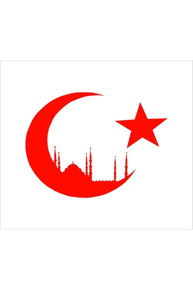 SEÇ Ay Yıldız Cami Şehir Siluetli Sticker  Çok Amaçlı Sticker ürün görseli 1