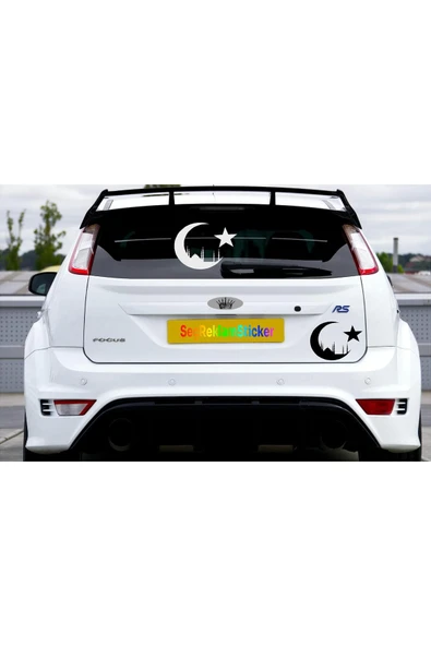 SEÇ Ay Yıldız Cami Şehir Siluetli Sticker  Çok Amaçlı Sticker ürün görseli 1