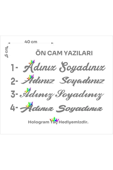 SEÇ Hologram Taçlı Yazı İsim Soyisim Sticker Oto Sticker ürün görseli 1
