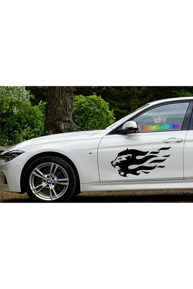 SEÇ Alevli Kükreyen Aslan Sticker Oto Sticker ürün görseli 1