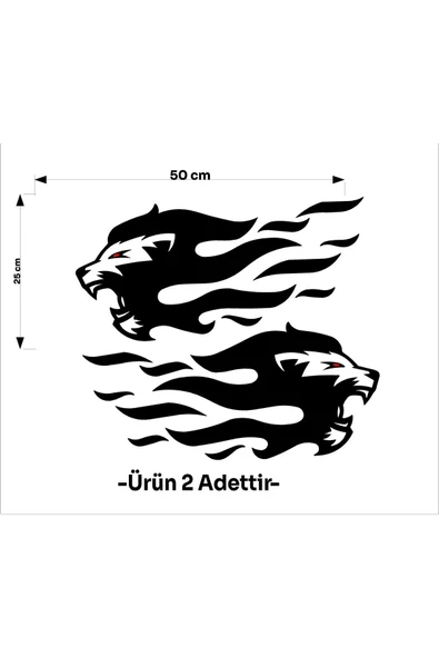 SEÇ Alevli Kükreyen Aslan Sticker Oto Sticker - Resim 3