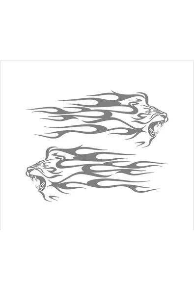 SEÇ Kükreyen Aslan Alevli Sticker  Çok Amaçlı Sticker ürün görseli 1