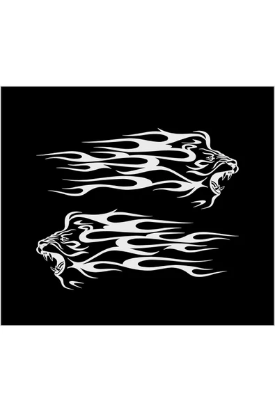 SEÇ Kükreyen Aslan Alevli Sticker  Çok Amaçlı Sticker ürün görseli 1