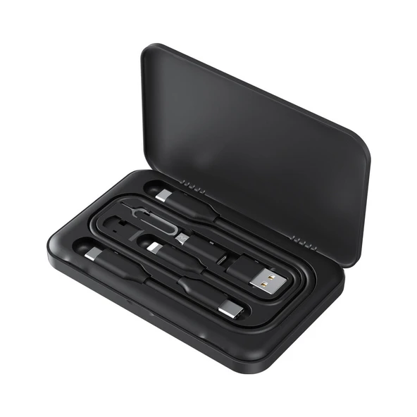 Jsaux Urbankit Pro 6in1 Profesyonel Seyehat Kiti Mfi Lisanslı Type-C To Ip ve 100W Type-C To Type-C Kablolu Dijital Saklama Kutusu Sd Tf Kart Yuvası Telefon Kablosu Dönüştürücü ve Aparat Seti DB02 ürün görseli 1