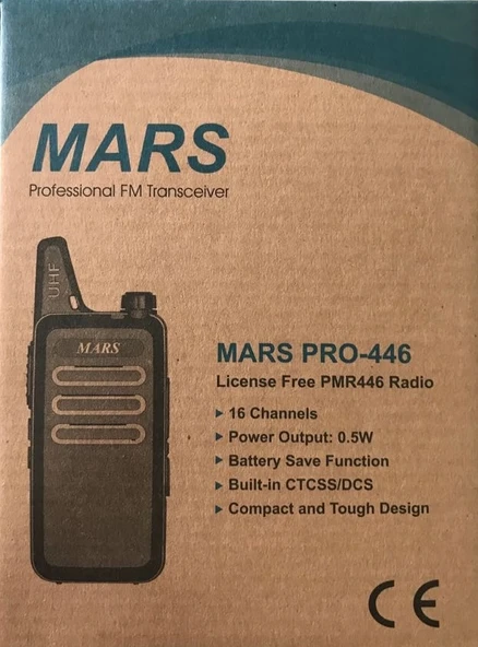 Mars Pro 446 PMR El Telsizi Lisanssız 16 Kanal El Telsizi Tekli Paket ürün görseli 1