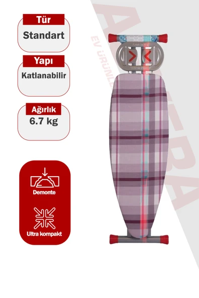 Asvera Gala XL Monoblok Sac Ütü Masası 45x126 cm - Yanmaz Silikonlu Geniş Sağlam Ütü Masası ürün görseli 1