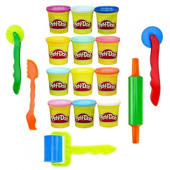 Oyun Hamuru 12 Renk Merdane Kesicili Set Play Doh Oyun Hamuru Seti 12 Renk Merdane Kesici ürün görseli 1