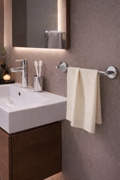 SAS Banyo Lavabo Mutfak Havlu Askılığı KROM Uzun Boy  S-101 ürün görseli 1