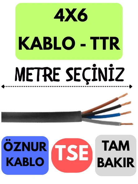 Öznur 4X6 TTR Kablo Metre Seçenekli (Siyah) ürün görseli 1