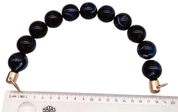 Angel Çanta Aksesuar 20 Cm 24 Mm Boncuklu Çanta Sapı Gümüş  Metalli Mavi Tonlu ürün görseli 1