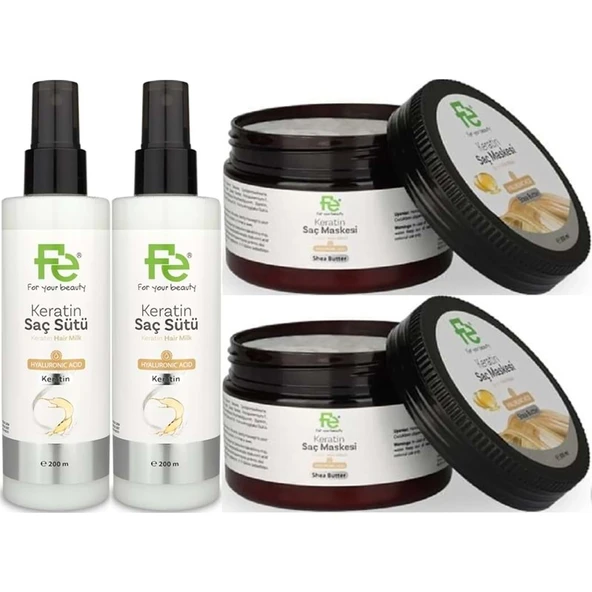 Fe Keratin Saç Sütü 200ML & Saç Maskesi 300ML (Karma 4 Lü Set) ürün görseli 1