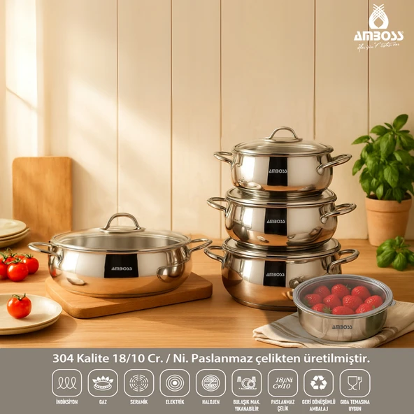 10 Parça Cook SteelBox Paslanmaz Çelik Tencere ve Saklama Kabı ürün görseli 1