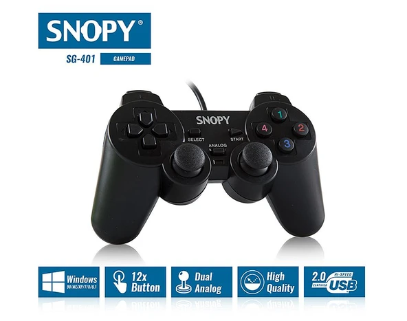 SNOPY SG-401, USB/PC/PS3, 1.8mt Kablolu, Çift Titreşimli, GAMEPAD ürün görseli 1