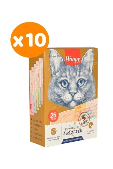 Wanpy Karışık 8 Lezzetli Sıvı Kedi Ödül Maması 14gr x 250 ad ürün görseli 1