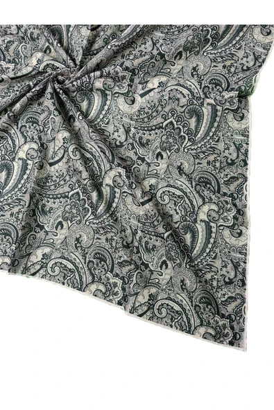 Ebruli Pamuklu Etnik Desenli Soft Eşarp – 90x90 cm ürün görseli 1