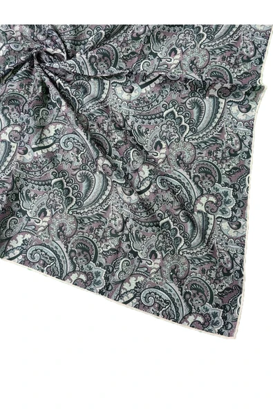 Ebruli Pamuklu Etnik Desenli Soft Eşarp – 90x90 cm ürün görseli 1