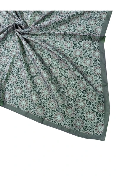 Ebruli Pamuklu Etnik Desenli Soft Eşarp – 90x90 cm ürün görseli 1