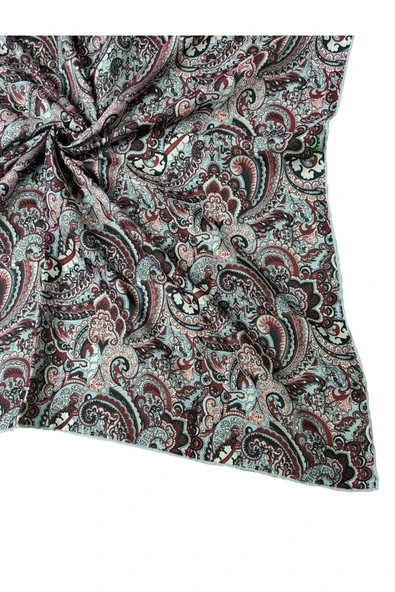 Ebruli Pamuklu Etnik Desenli Soft Eşarp – 90x90 cm ürün görseli 1