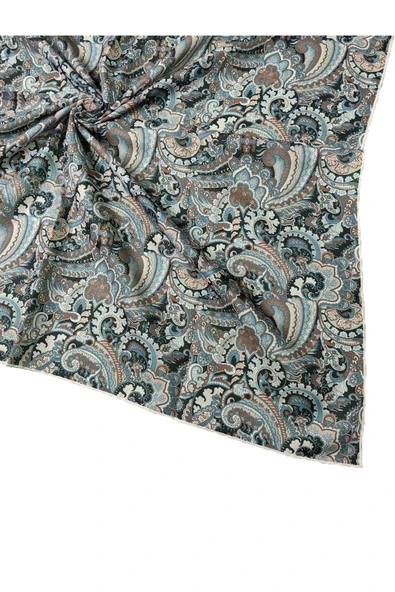 Ebruli Pamuklu Etnik Desenli Soft Eşarp – 90x90 cm ürün görseli 1