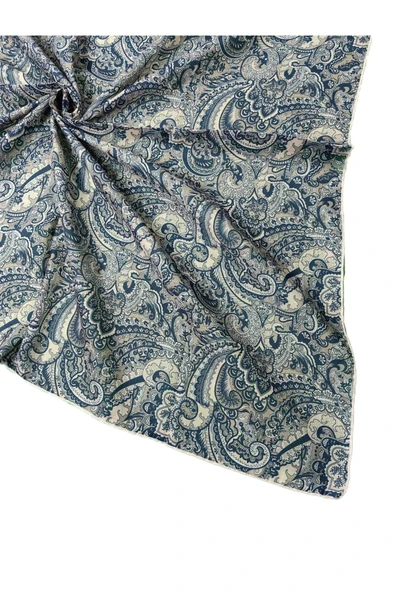 Ebruli Pamuklu Etnik Desenli Soft Eşarp – 90x90 cm ürün görseli 1