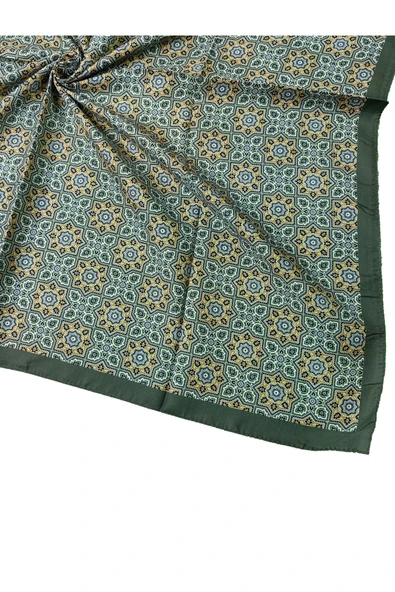 Ebruli Pamuklu Etnik Desenli Soft Eşarp – 90x90 cm ürün görseli 1